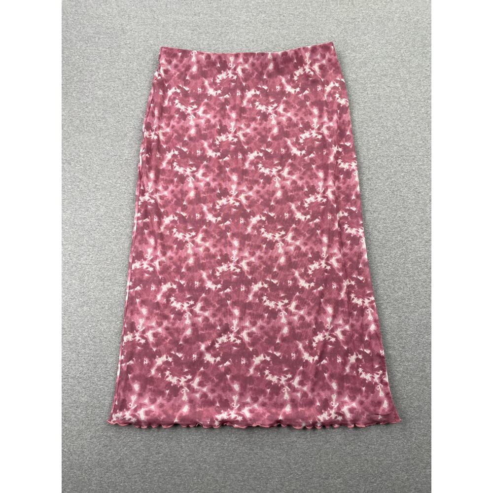 Urban Social Nordstrom Skirt Womens L Pink Ditsy Mesh Side Slit Abstract Artsy